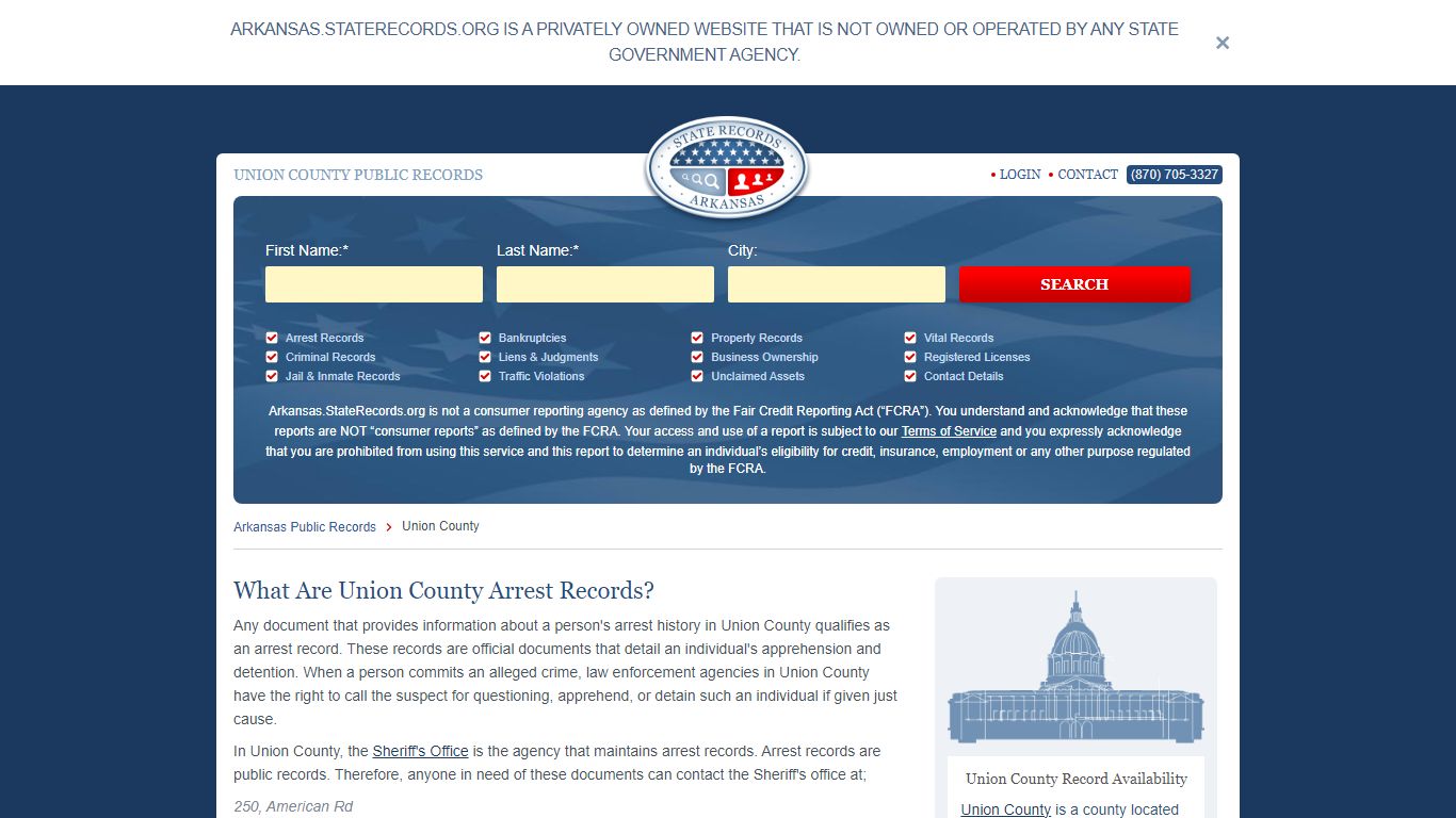Union County Arrest, Court, and Public Records | StateRecords.org